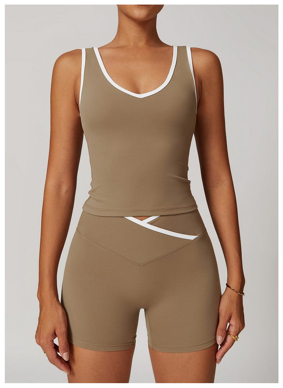 Sculpt Luxe Contrast Trim V-Neck Tank