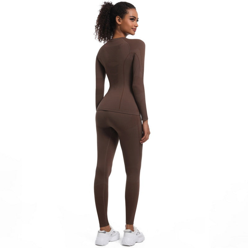 Yoga Set with Long Sleeve Top and Leggings
