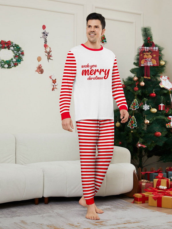 Matching Merry Christmas Stripes Print Cozy and Festive Christmas Pajamas for the Whole Family