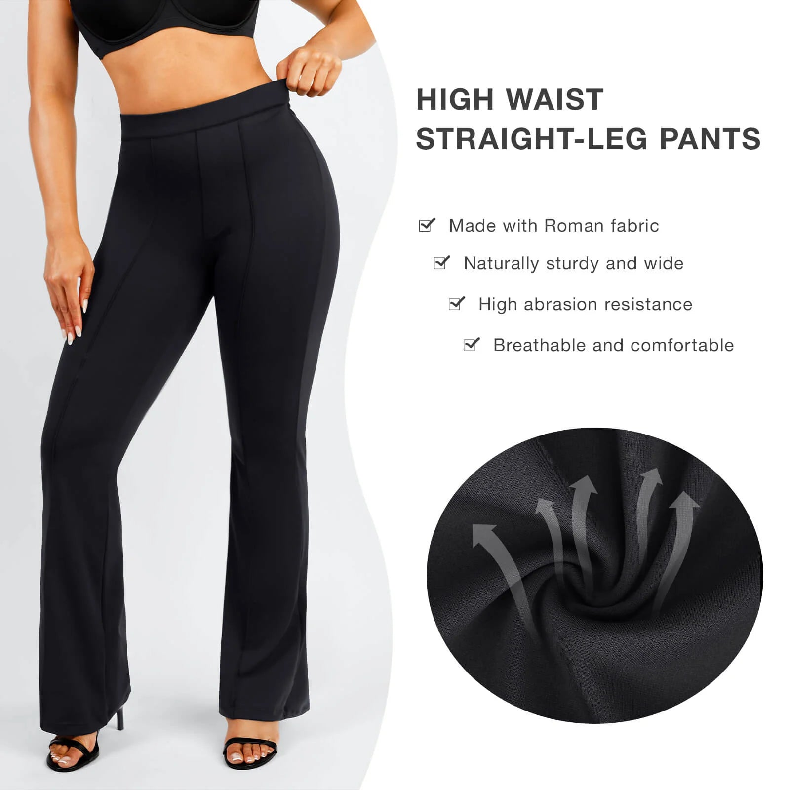 Active High Waist Flare Pants with Built-in Shapewear