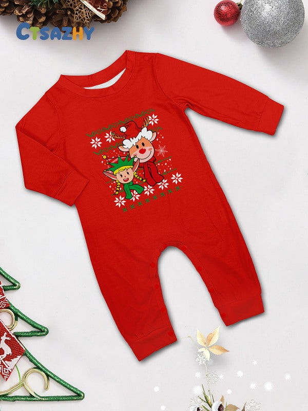 Matching Merry Christmas Reindeer Print Cozy and Festive Christmas Pajamas for the Whole Family