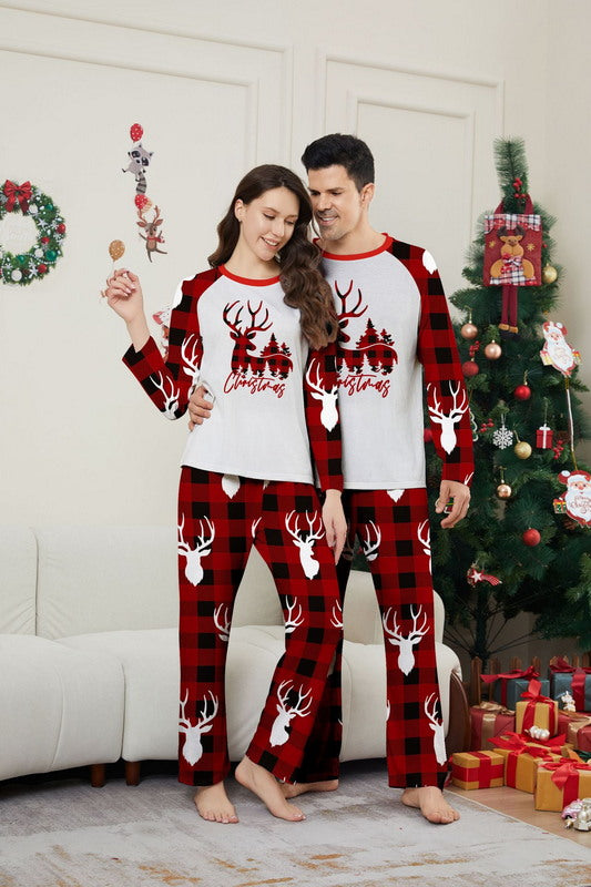 Matching Merry Christmas Reindeer Print Cozy and Festive Christmas Pajamas for the Whole Family