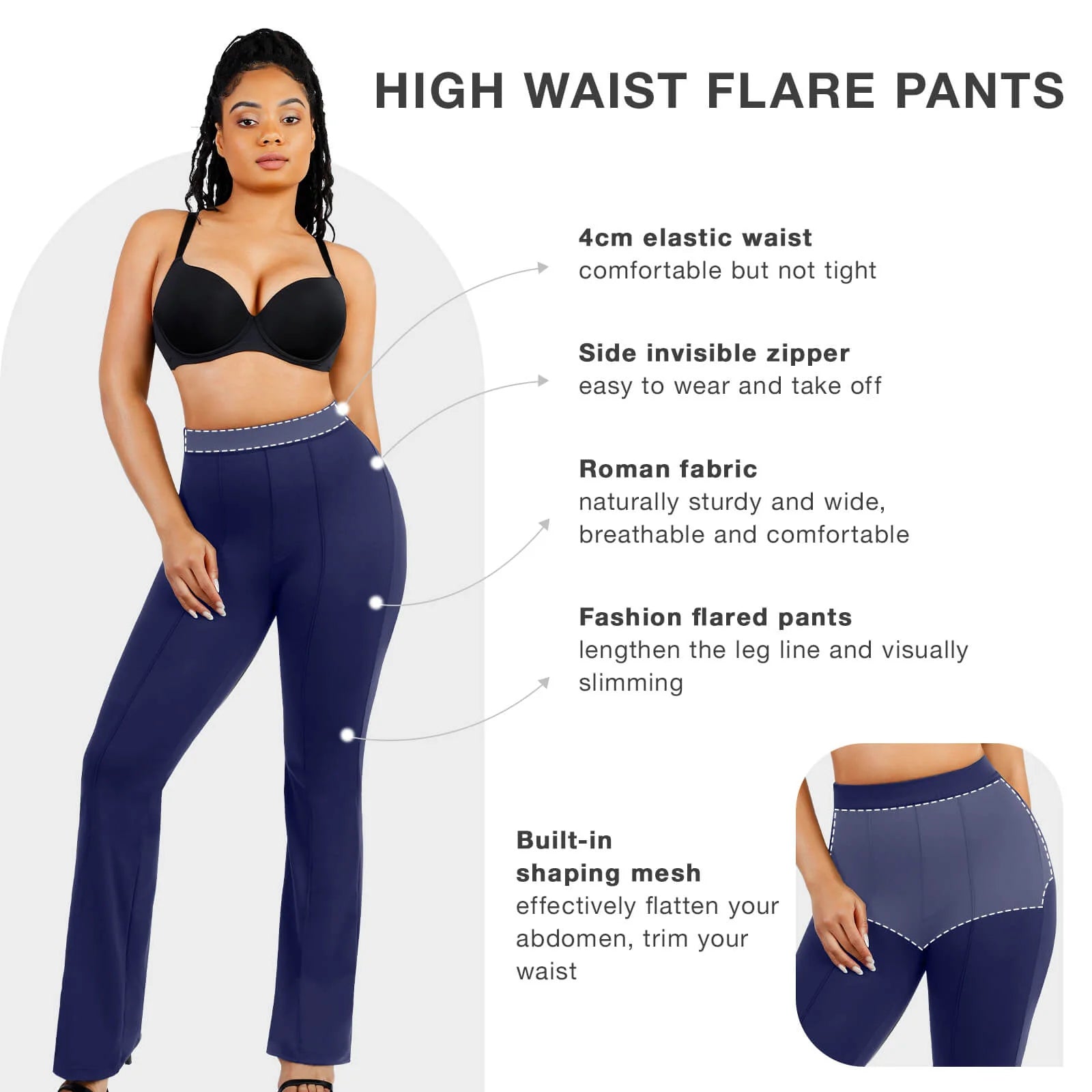 Active High Waist Flare Pants with Built-in Shapewear