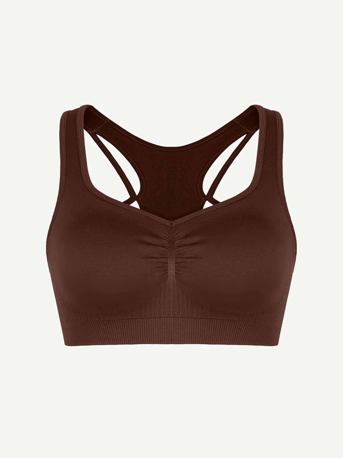 Seamless Bust Support Racerback Sports Bra with Removable Cups