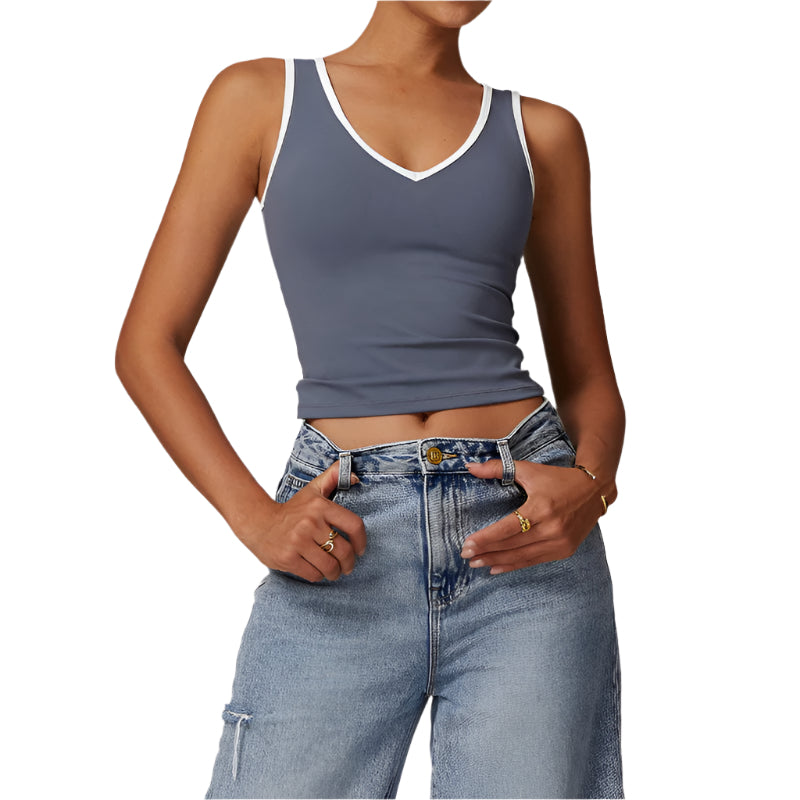 Sculpt Luxe Contrast Trim V-Neck Tank