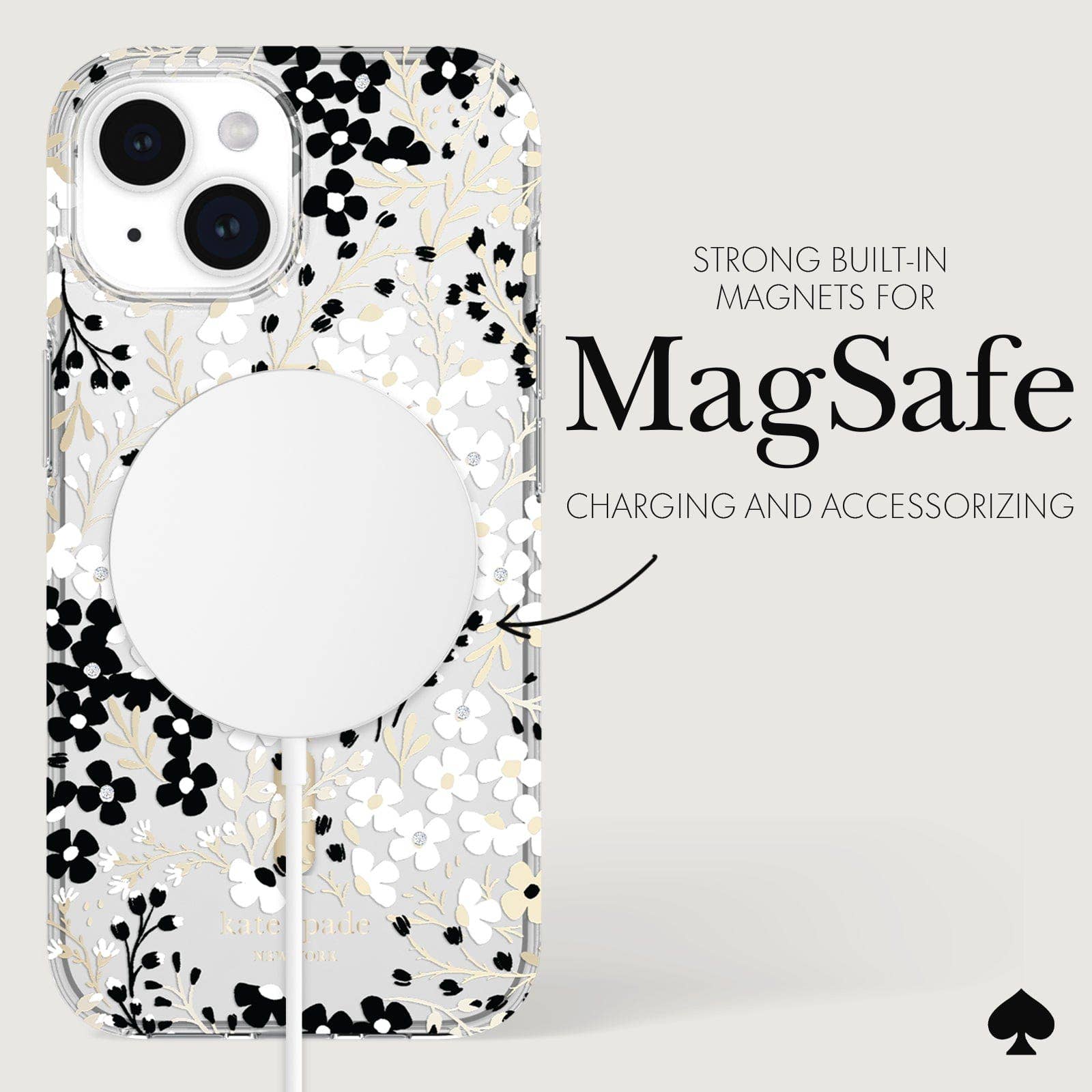 Kate spade new york iPhone 15/14/13 Black and White MagSafe: Multi Floral Black and White