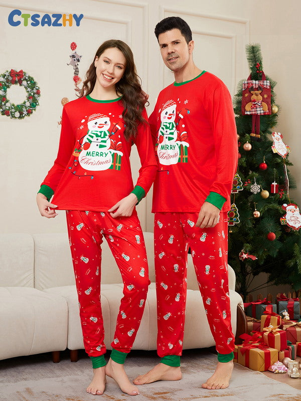 Matching Merry Christmas Snowman Print Cozy and Festive Christmas Pajamas for the Whole Family