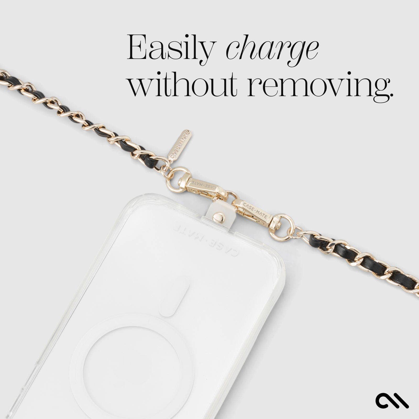 Gold Chain/Black Leather Phone Crossbody: Gold/Black