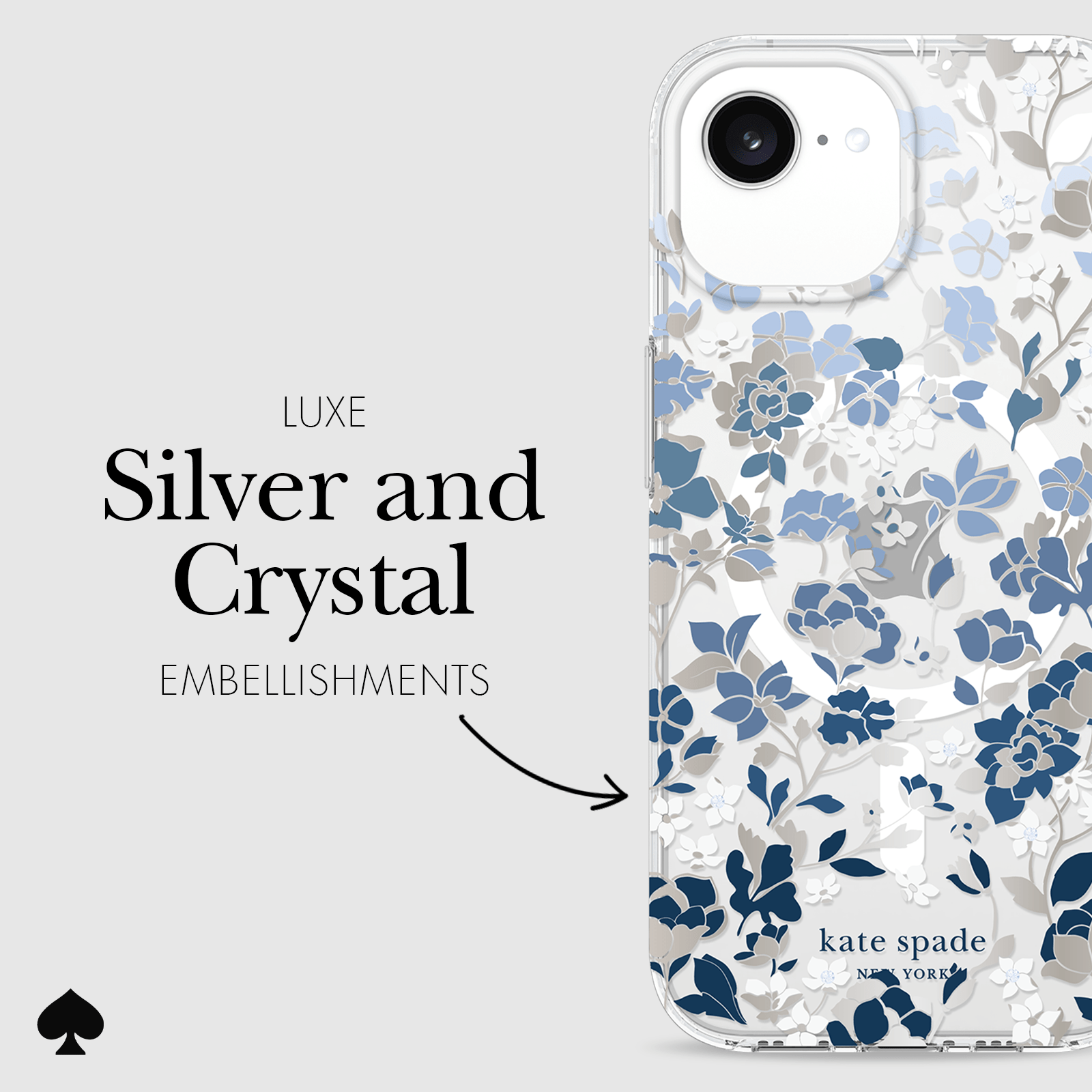 Kate spade new york iPhone 16e Flowerbed Blue MagSafe: Flowerbed Blue