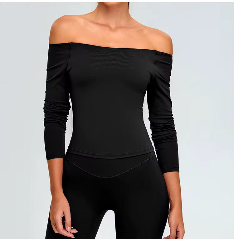 Off-Shoulder Sculpting Yoga Sports Top