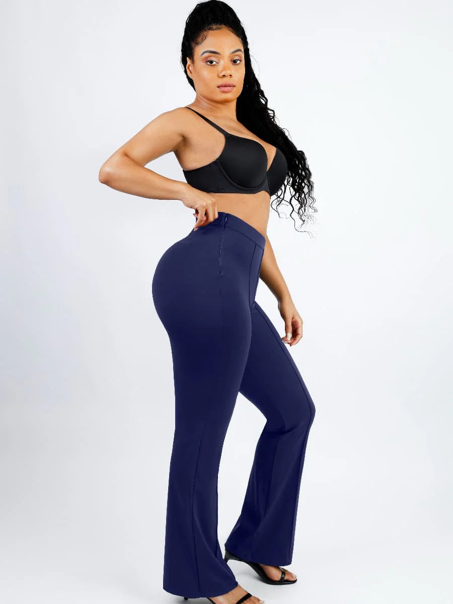 Active High Waist Flare Pants with Built-in Shapewear