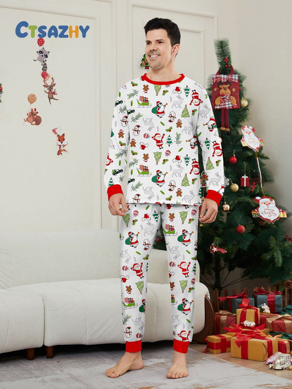 Matching Merry Christmas Santa Print Cozy and Festive Christmas Pajamas for the Whole Family
