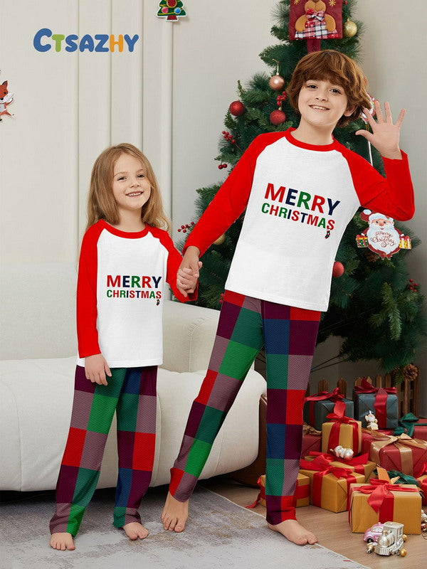 Matching Merry Christmas Plaid Print Cozy and Festive Christmas Pajamas for the Whole Family