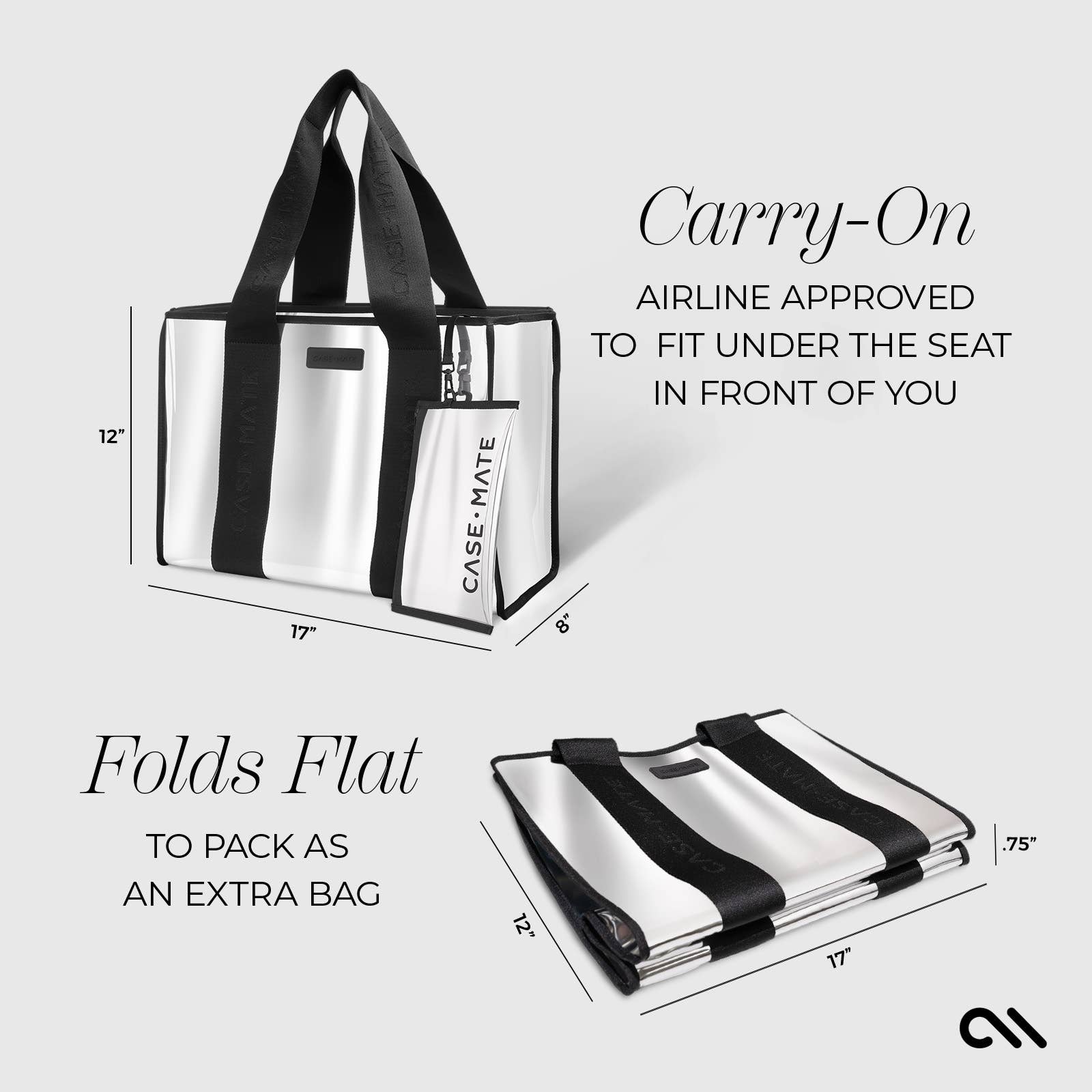 Case-Mate Silver Chrome Beach Tote Shoulder Bag - Silver