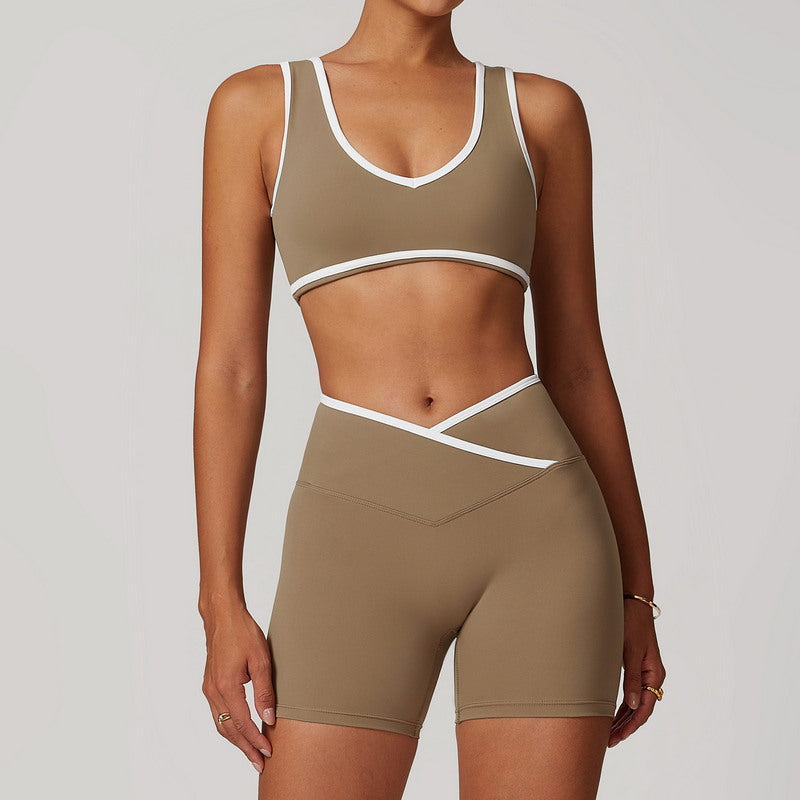 Sculpt Luxe Contrast Trim V-Neck Sports Bra