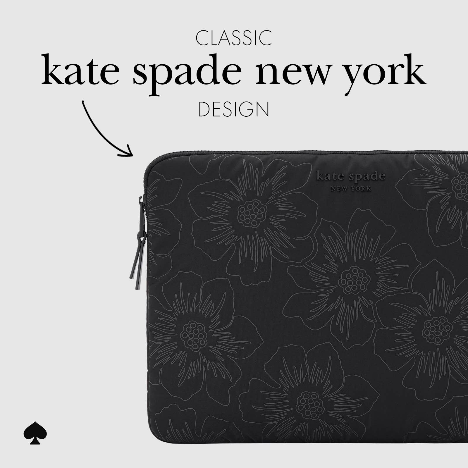Kate spade new york Laptop Sleeve 16" Reverse Hollyhock: Reverse Hollyhock Black