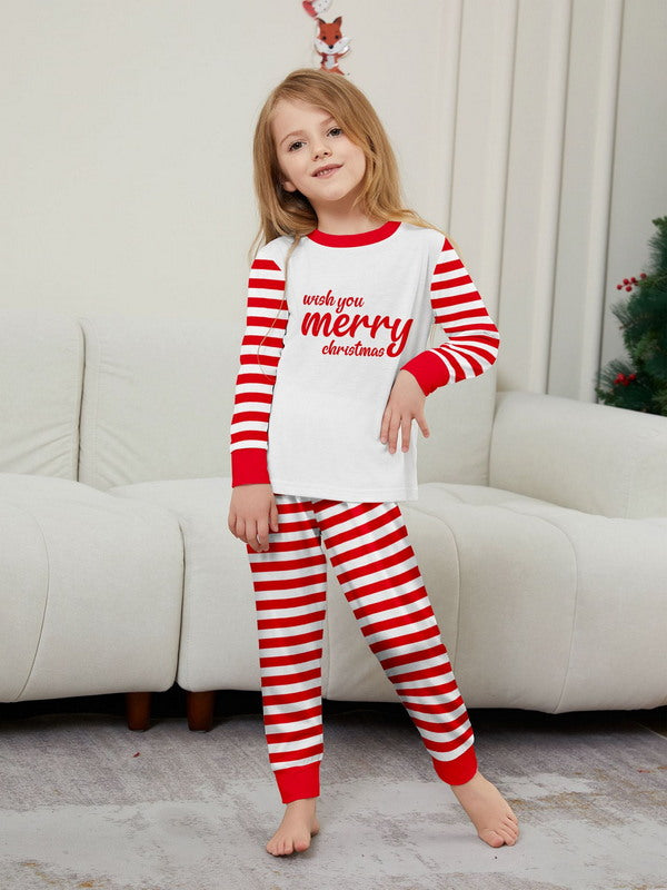 Matching Merry Christmas Stripes Print Cozy and Festive Christmas Pajamas for the Whole Family