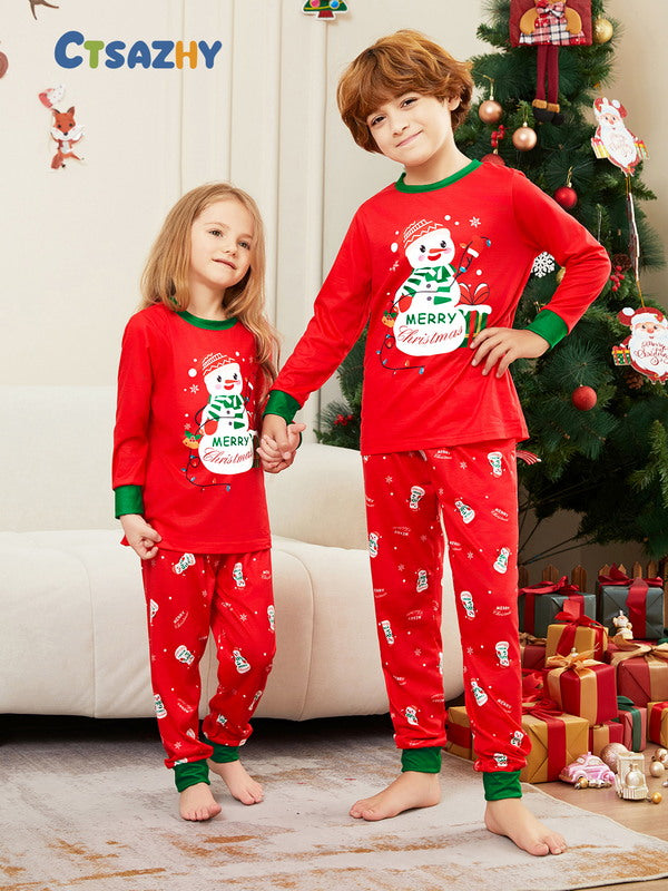 Matching Merry Christmas Snowman Print Cozy and Festive Christmas Pajamas for the Whole Family