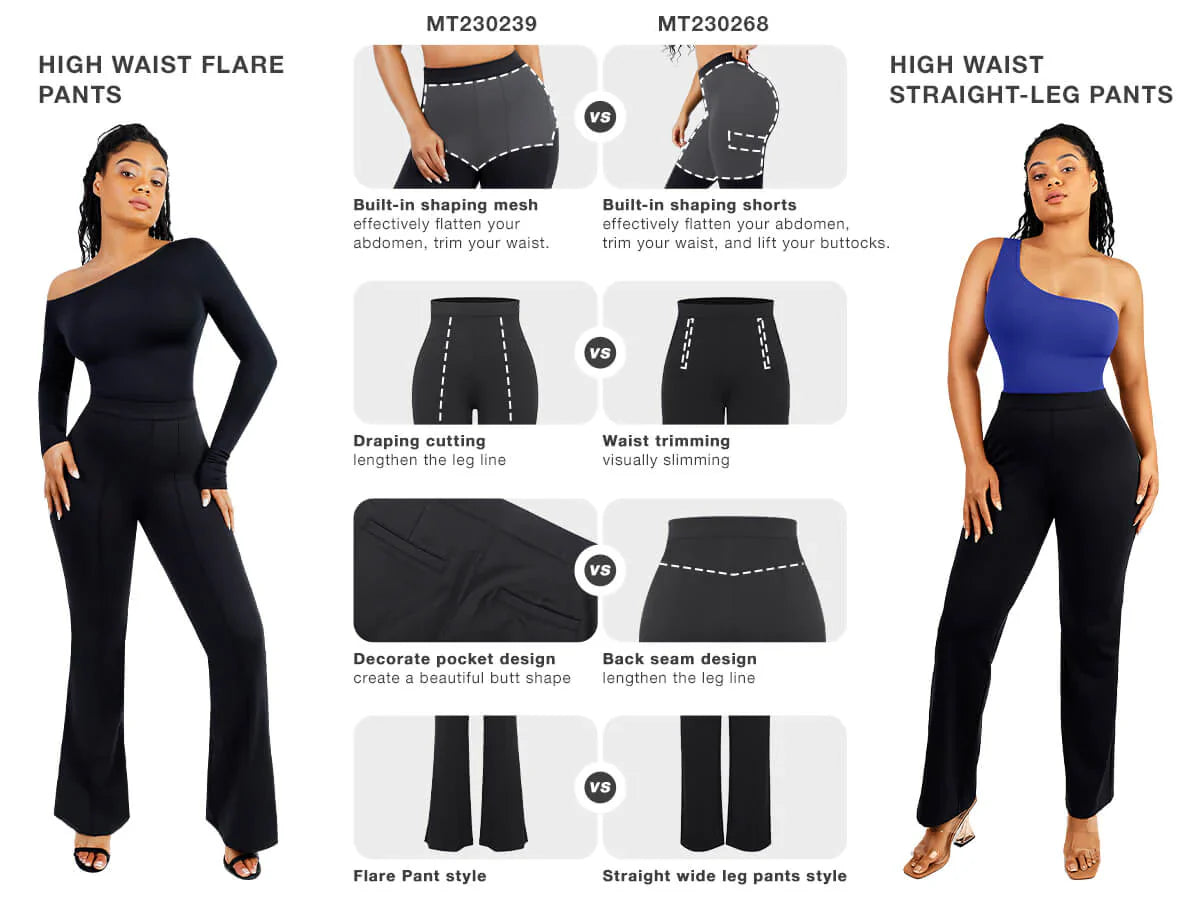 Active High Waist Flare Pants with Built-in Shapewear