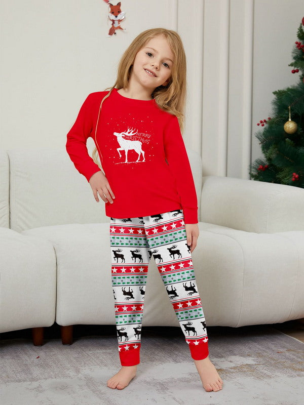 Matching Merry Christmas Reindeer Print Cozy and Festive Christmas Pajamas for the Whole Family