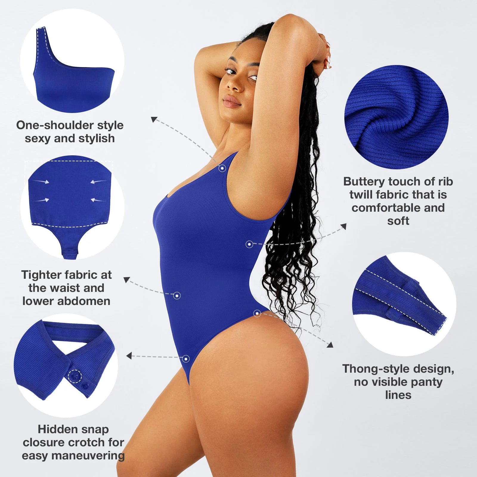 Modern Active Seamless One-Shoulder Body Bodysuit with Waist Sculpting and Tummy Control