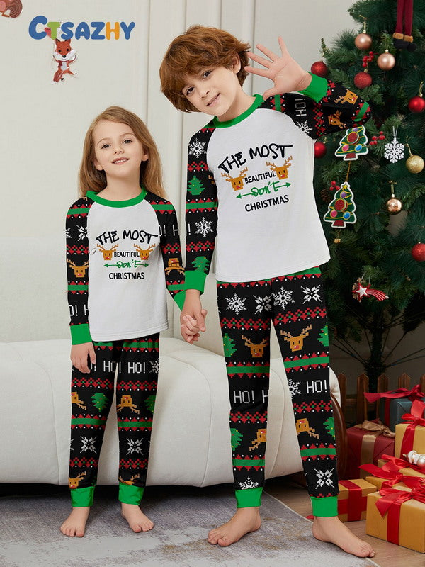 Matching Merry Christmas Reindeer Print Cozy and Festive Christmas Pajamas for the Whole Family