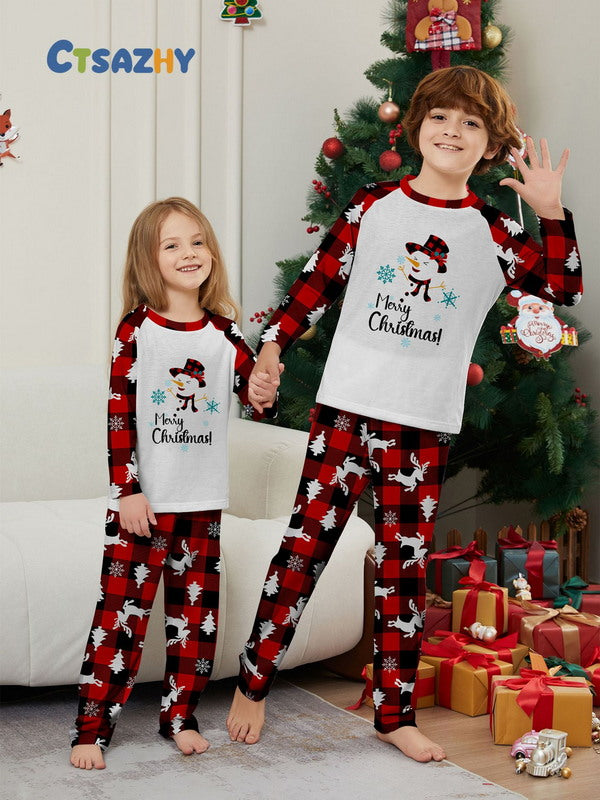 Matching Merry Christmas Snowman Print Cozy and Festive Christmas Pajamas for the Whole Family