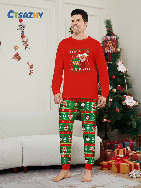 Matching Merry Christmas Reindeer Print Cozy and Festive Christmas Pajamas for the Whole Family