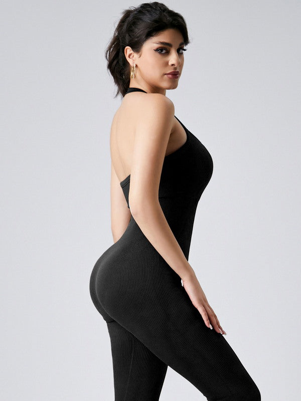 Ribbed Halter Jumpsuit