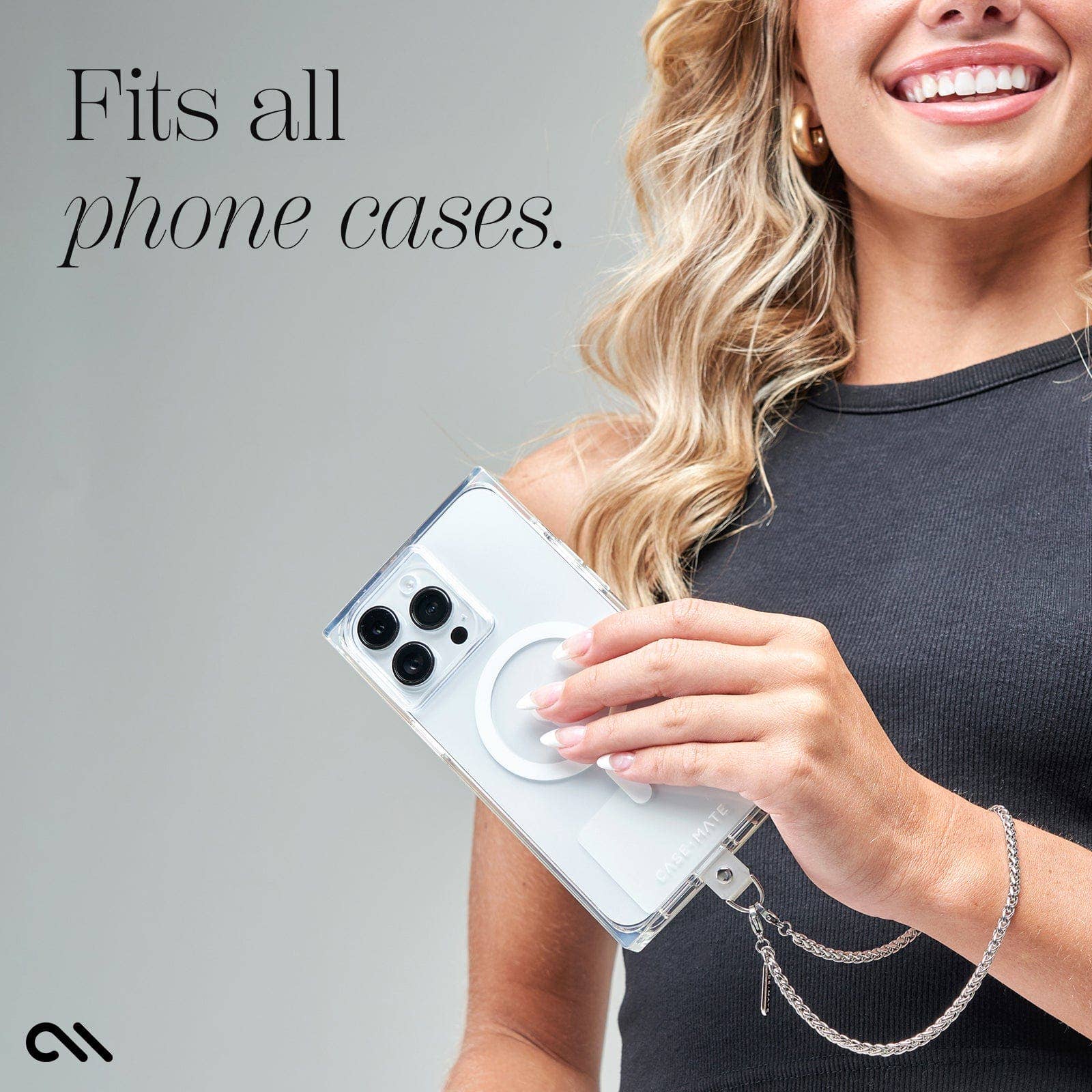 Dainty Silver Chain Phone Charm: Dainty Silver