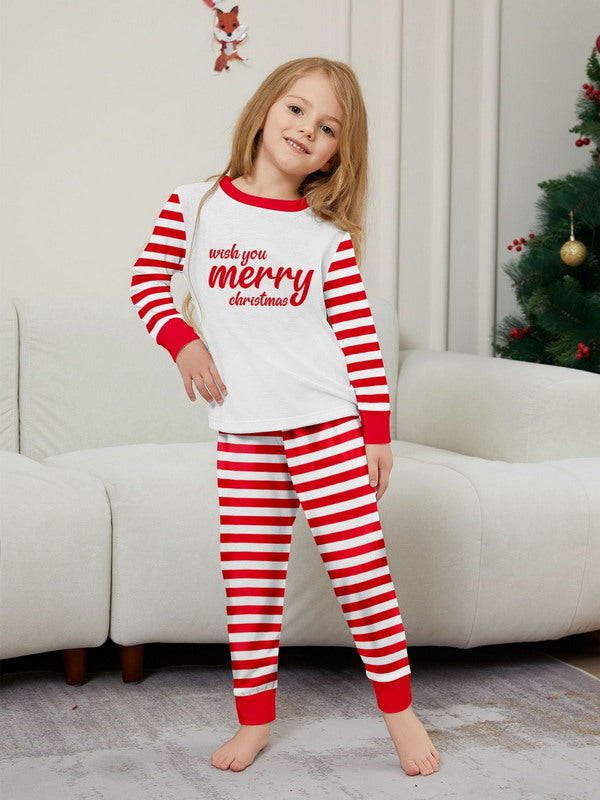 Matching Merry Christmas Stripes Print Cozy and Festive Christmas Pajamas for the Whole Family