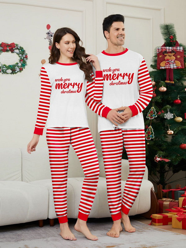 Matching Merry Christmas Stripes Print Cozy and Festive Christmas Pajamas for the Whole Family