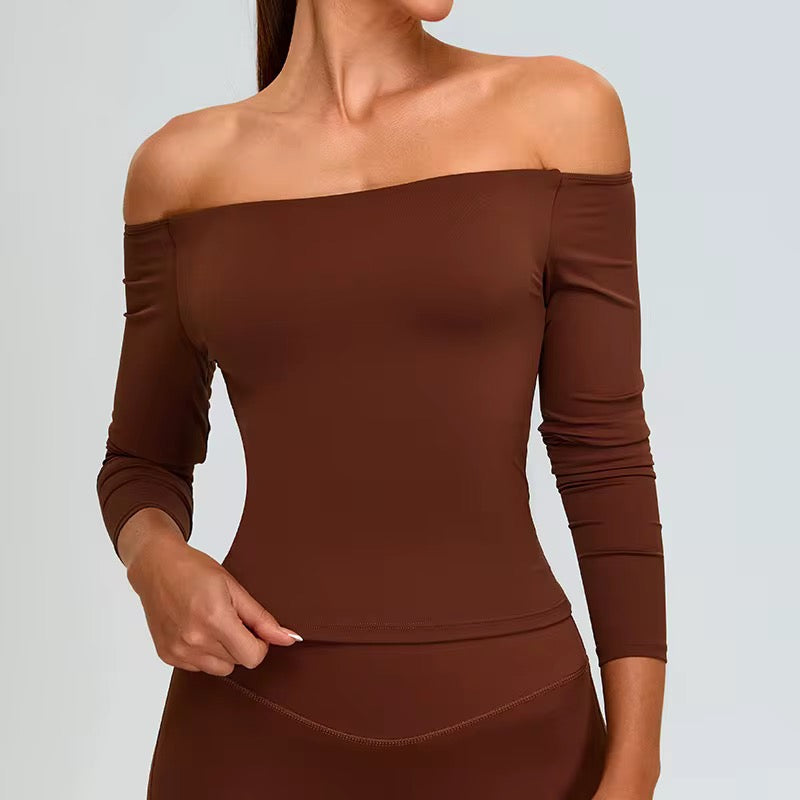Off-Shoulder Sculpting Yoga Sports Top