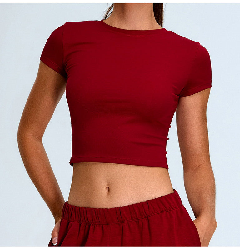 Crew Neck Sculpting Yoga Sports Top