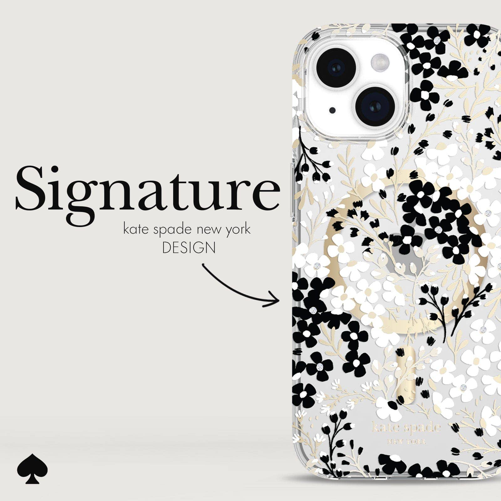 Kate spade new york iPhone 15/14/13 Black and White MagSafe: Multi Floral Black and White