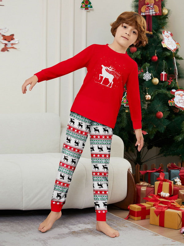 Matching Merry Christmas Reindeer Print Cozy and Festive Christmas Pajamas for the Whole Family