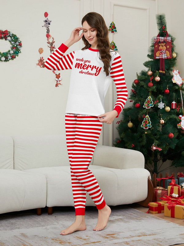 Matching Merry Christmas Stripes Print Cozy and Festive Christmas Pajamas for the Whole Family