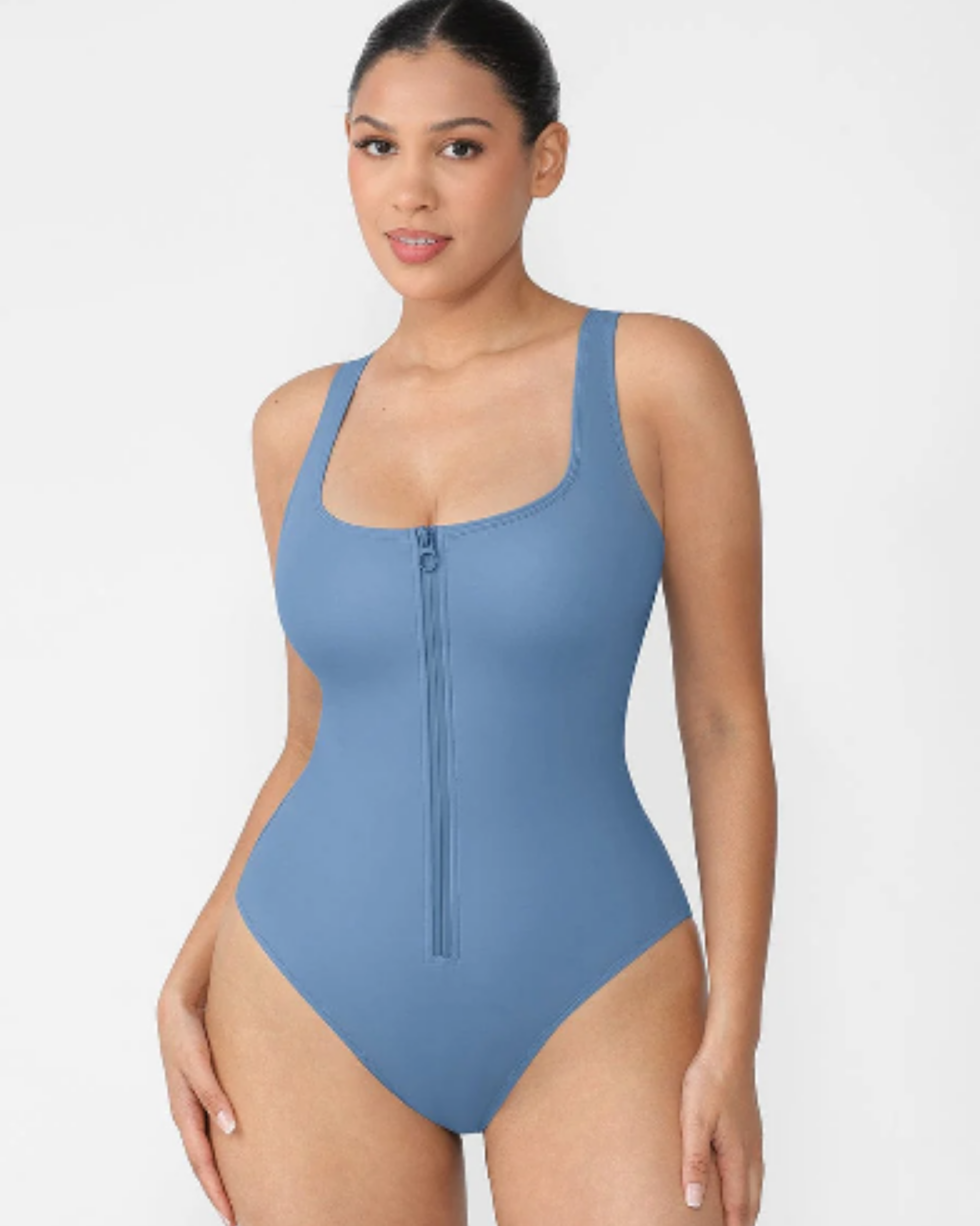 Modern Active Sculpting Zip Front One-Piece Swimsuit