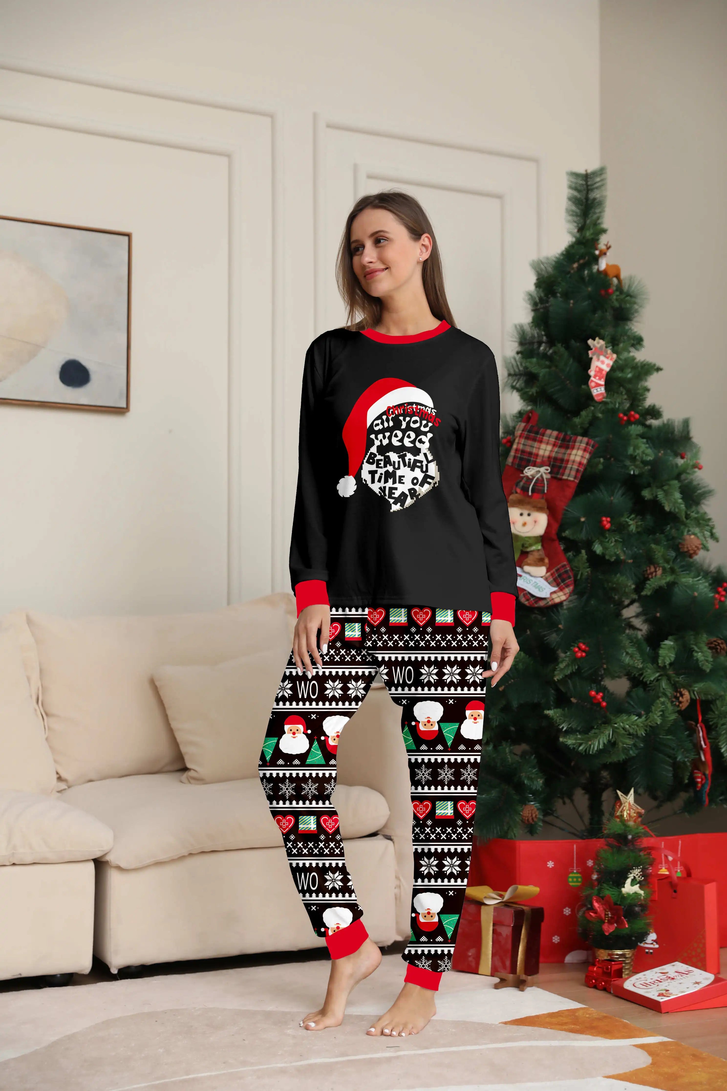 Matching Winter Santa Face Cozy and Festive Christmas Pajamas for the Whole Family