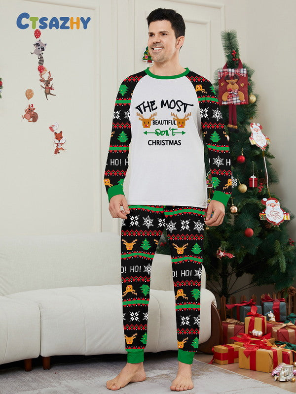 Matching Merry Christmas Reindeer Print Cozy and Festive Christmas Pajamas for the Whole Family