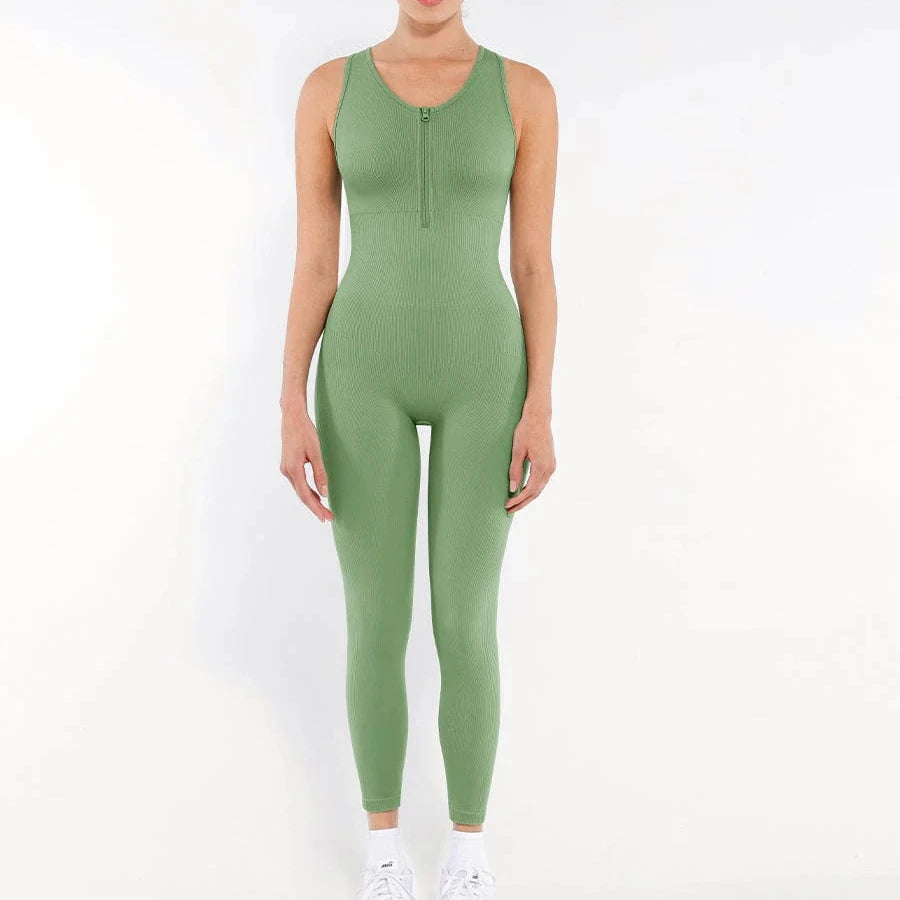 Seamless Zip-Front Racerback 2-in-1 Shaping Jumpsuit