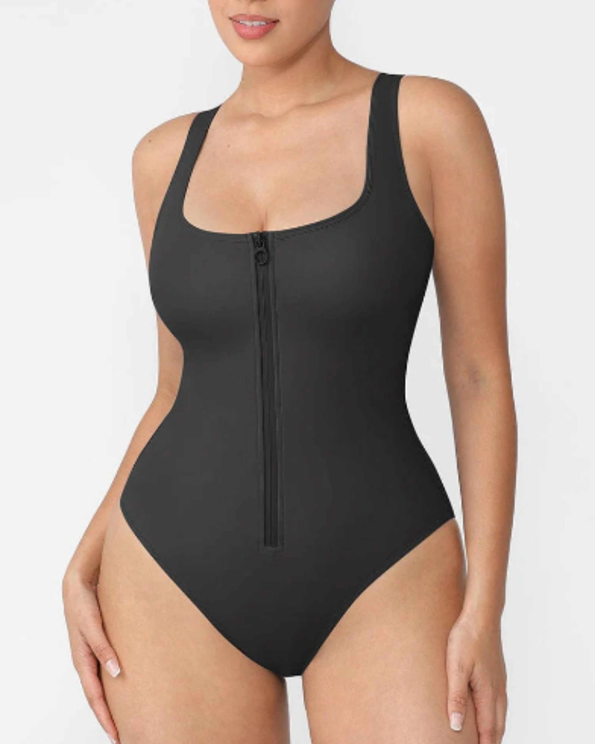Modern Active Sculpting Zip Front One-Piece Swimsuit