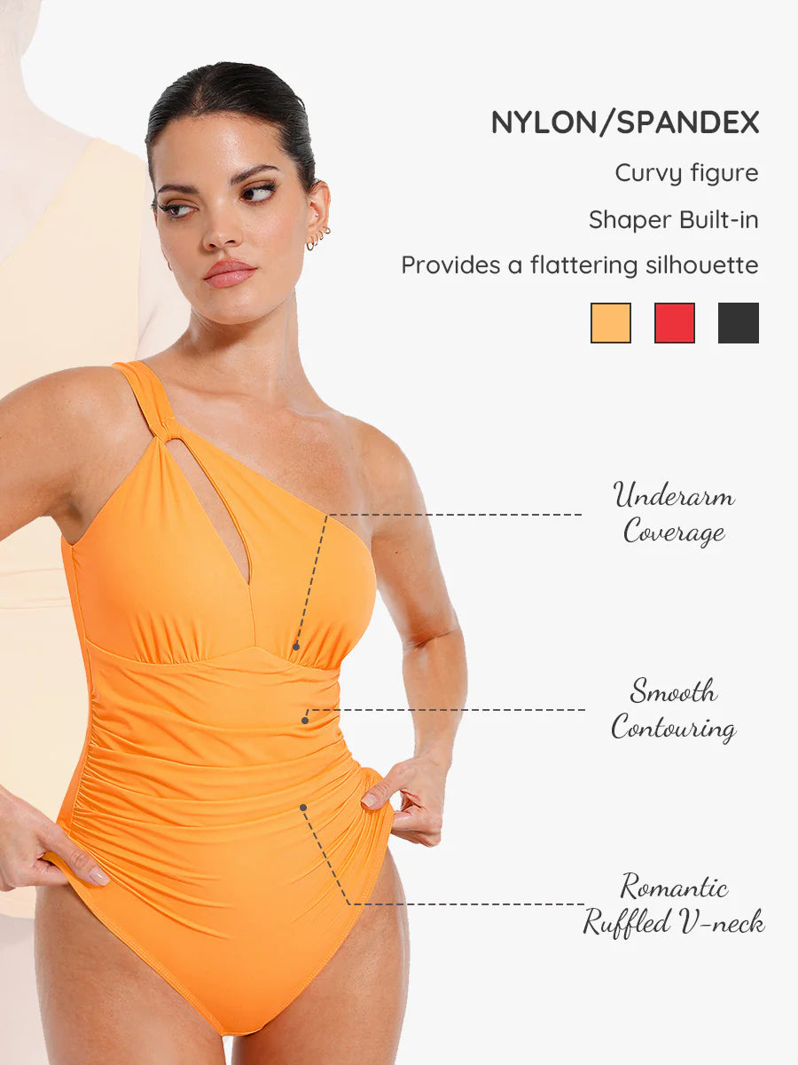 One-Shoulder Asymmetrical Swimsuit with Shaping Support