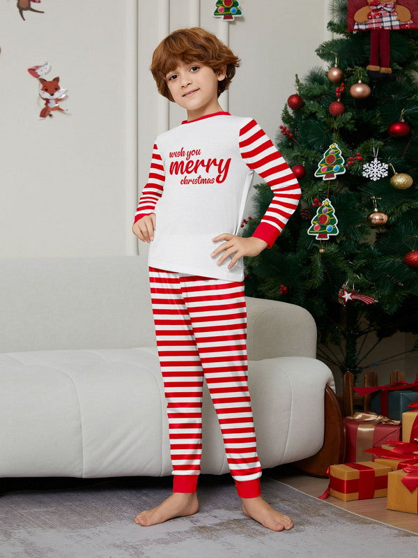 Matching Merry Christmas Stripes Print Cozy and Festive Christmas Pajamas for the Whole Family
