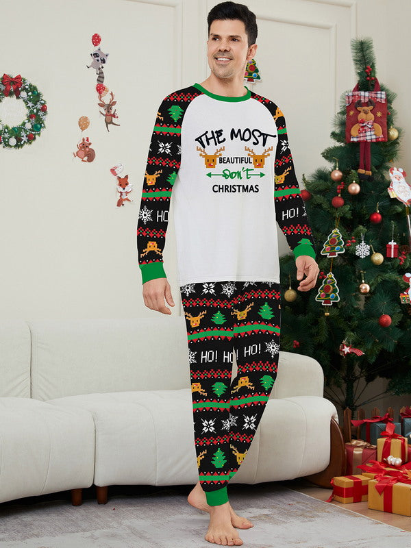 Matching Merry Christmas Reindeer Print Cozy and Festive Christmas Pajamas for the Whole Family