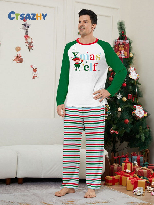 Matching Merry Christmas Elf Print Cozy and Festive Christmas Pajamas for the Whole Family