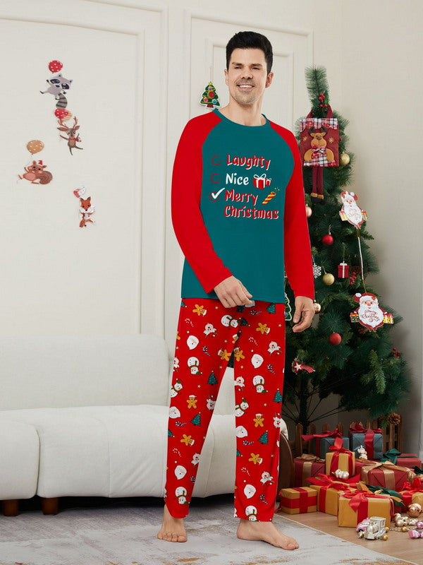Matching Merry Christmas Naughty Nice Print Cozy and Festive Christmas Pajamas for the Whole Family