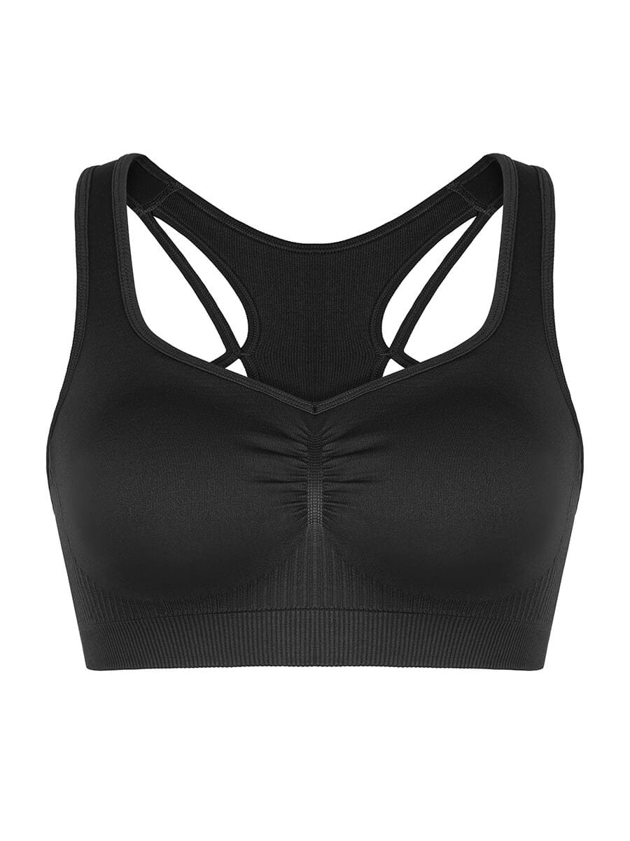 Seamless Bust Support Racerback Sports Bra with Removable Cups