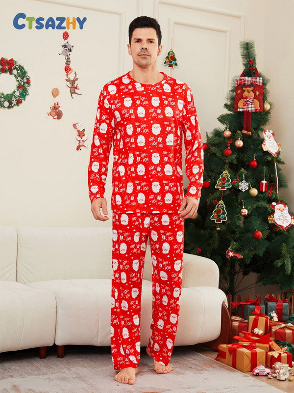 Matching Merry Christmas Santa Print Cozy and Festive Christmas Pajamas for the Whole Family