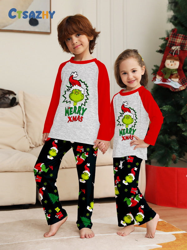 Matching Merry Christmas Grinch Print Cozy and Festive Christmas Pajamas for the Whole Family